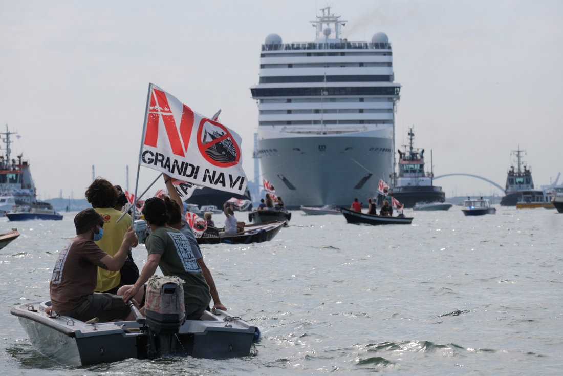 Protest in Venice despite first cruise ship since virus outbreak